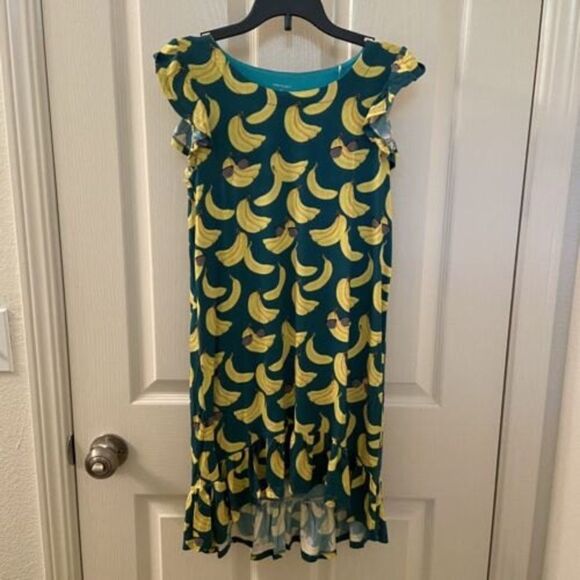 Posh Peanut Ruffled Cap Sleeve Hi Low Dress Bananas Bamboo Girls Size 9 NWT - Picture 1 of 10